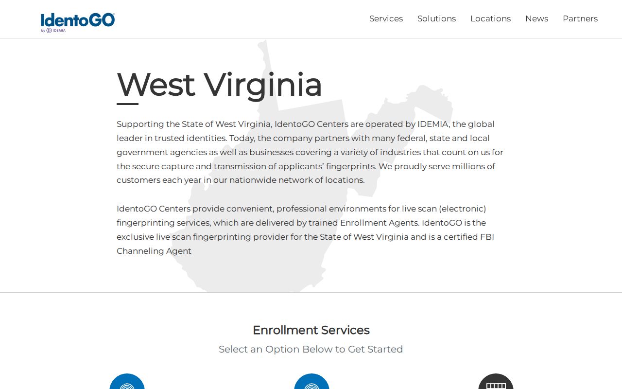 Cabell County criminal history IdentoGO fingerprint appointment page