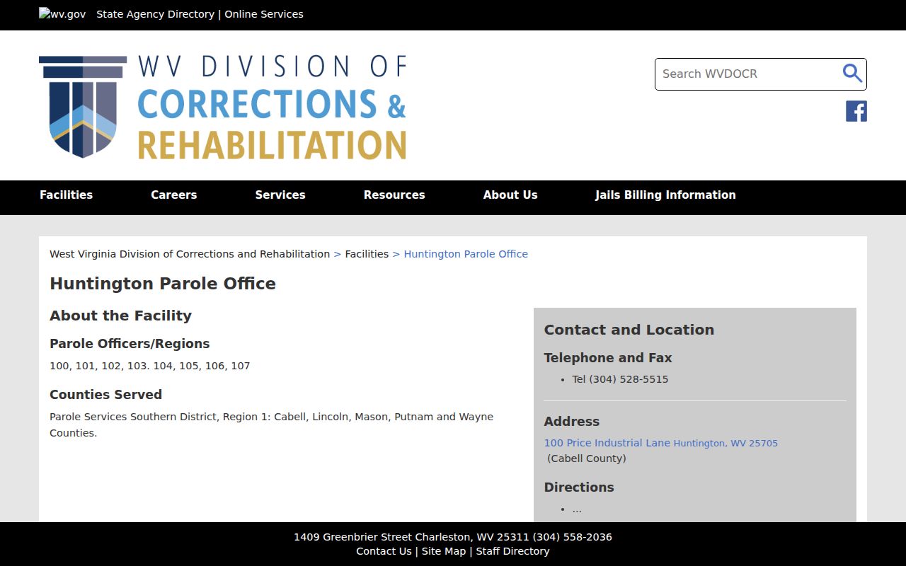 Cabell County criminal history Huntington parole records office