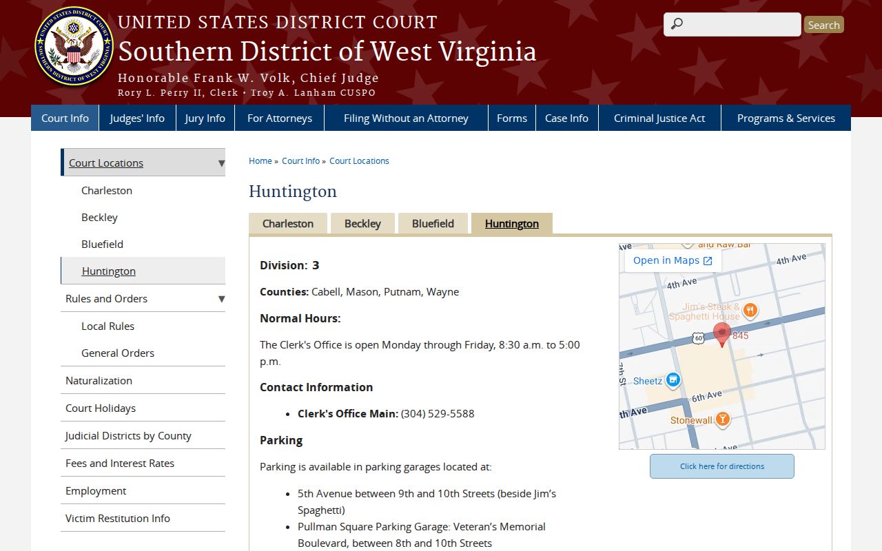 Cabell County criminal history federal courthouse layer